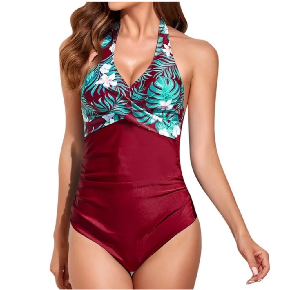 🆕YOU DIAN Plus Size One Piece Tummy Control Ruched Full Lined Swimsuit